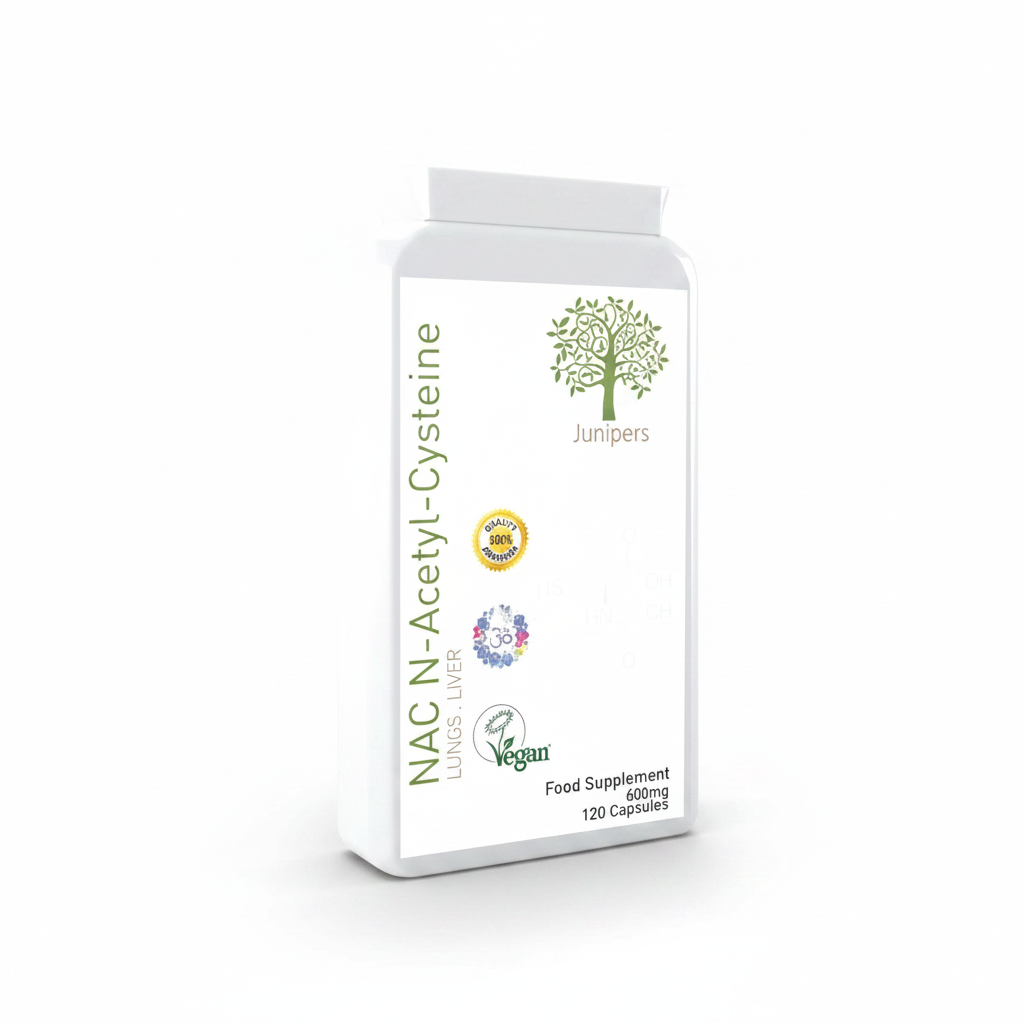 Pure NAC N - Acetyl - Cysteine 120 Capsules 600mg - Junipers